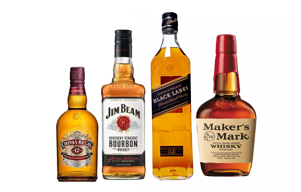 Jack Daniel, Black Label, Chivas 12, Marker mark chai
